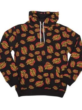 Santa Cruz Skateboards Black Hoodie with Red & Yellow Logo Print 0201